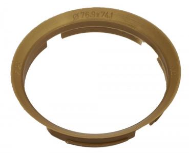 1 Stück Zentrierring - Außendurchmesser: 76,9 mm - Innendurchmesser: 74,1 mm - Farbe: Messingfarben
