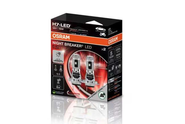 1 Satz OSRAM H7 LED Night Breaker Speed +450% mit Zulassung 64210DWNBSP-2HB (6000K kalt weißes Licht)