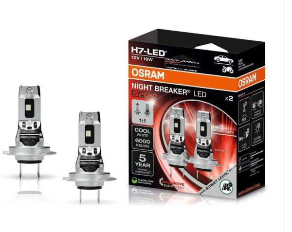 1 Satz OSRAM H7 LED Night Breaker Speed +330% mit Zulassung 64210DWNBSP-2HB (6000K kalt weißes Licht)