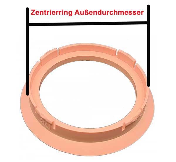 1 Stück Zentrierring - Außendurchmesser: 63,3 mm - Innendurchmesser: 56,1 mm - Farbe: Dunkelgrau
