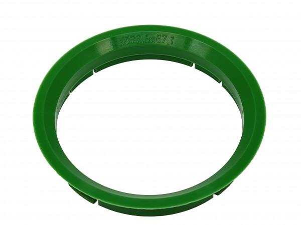 1 Stück Zentrierring - Außendurchmesser: 72,5 mm - Innendurchmesser: 67,1 mm - Farbe: Grün