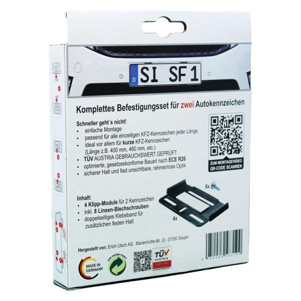 1 Set Simple-Fix Rahmenlose Kennzeichenhalter (Universal-Kennzeichenhalter)